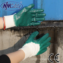 NMSAFETY блокируйте вкладыш маслостойкий рабочие перчатки NBR зеленый нитрила 3/4 покрытием легкие рабочие перчатки